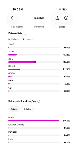 Instagram Insights — Perfil da audiência